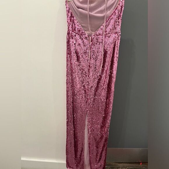 Lovers and Friends Maxi Dress Pink Sequin Lilium Gown Rosette Floral size XS - Picture 9 of 12